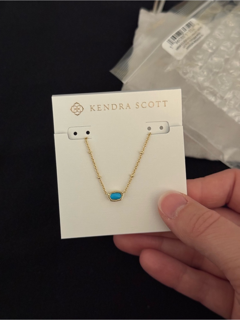 Kendra Scott Gold Necklace with Turquoise Stone Pendant